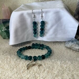 Dolphin Sea Jelly jade Jewelry set